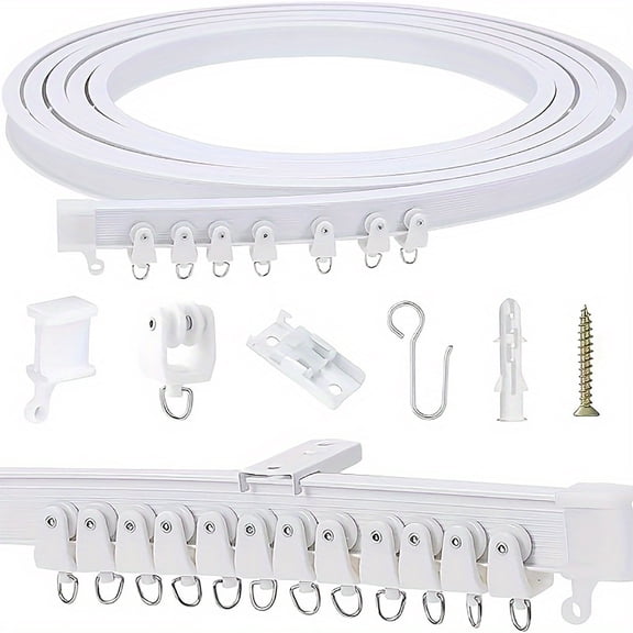 IAJFHAFS Flexible Bendable Curved Ceiling Curtain Track Set With Stainless Steel Curtain Clips Suit For L, U, Circle Shape Shower Curtain Track Rv Curtain Track System Room Divider