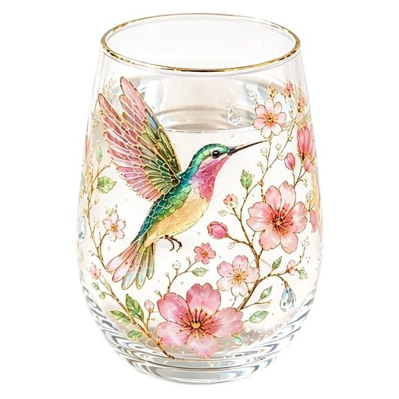 IAJFHAFS Hummingbird Dawn Glassware, Garden Morning Glassware, Elegant Gold Border Glassware, 4.72 inches