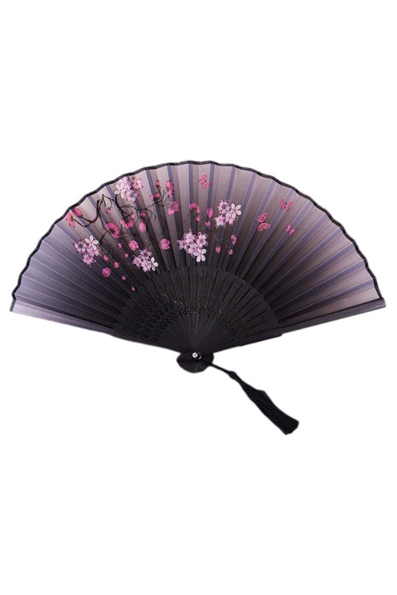 Japanese Style Silk Folding Fan Set - Traditional Hand Fans for Home Decor, Dance Performances & Asian Themed Parties, Intricate Pattern Design
