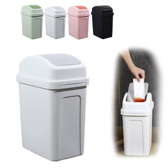 IAJFHAFS Kitchen Can with Swing Top Lid, 5.6 Gallon Slim Waste Bin Sturdy Garbage Can Medium Recycling Bin for Office, Bathroom, Under Counter, Dorm, Bedroom (Green)