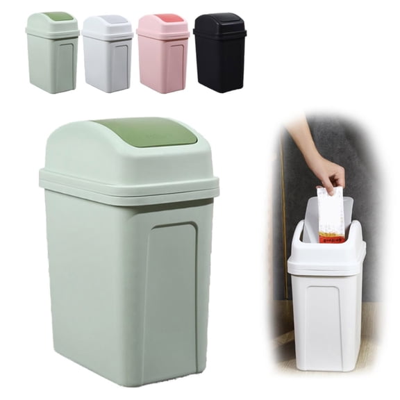 IAJFHAFS Kitchen Can with Swing Top Lid, 5.6 Gallon Slim Waste Bin Sturdy Garbage Can Medium Recycling Bin for Office, Bathroom, Under Counter, Dorm, Bedroom (Green)