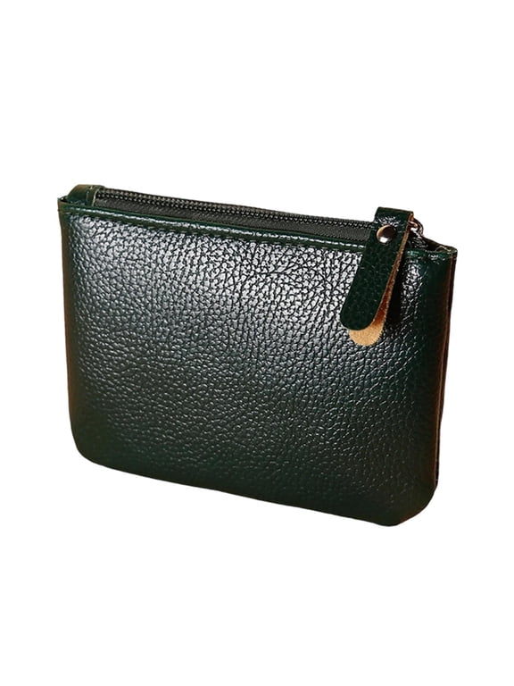 Leather Coin Purse Pouch Change Purse With Zipper For Men Women