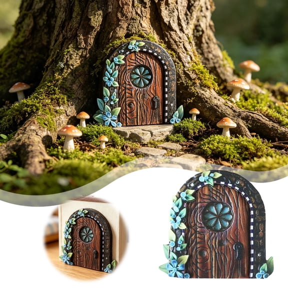IAJFHAFS Magical Fairy Door Micro Landscape Figurine Resin Miniature Garden Desk Ornament for Home Shelf