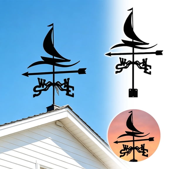 IAJFHAFS Weather Vane Wind Direction Indicator Sculpture Roof Ornament With Bracket Garden Outdoor