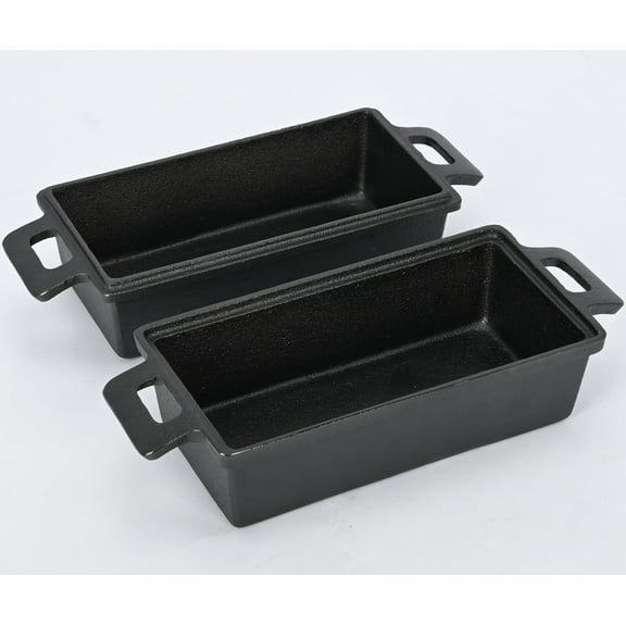 IAJXWI 10 × 5 Inch Cast Iron Bread Pan with Lid, 2 in 1 Loaf Pans for Homemade Bread, Cake, Meatloaf, 2 Piece Set