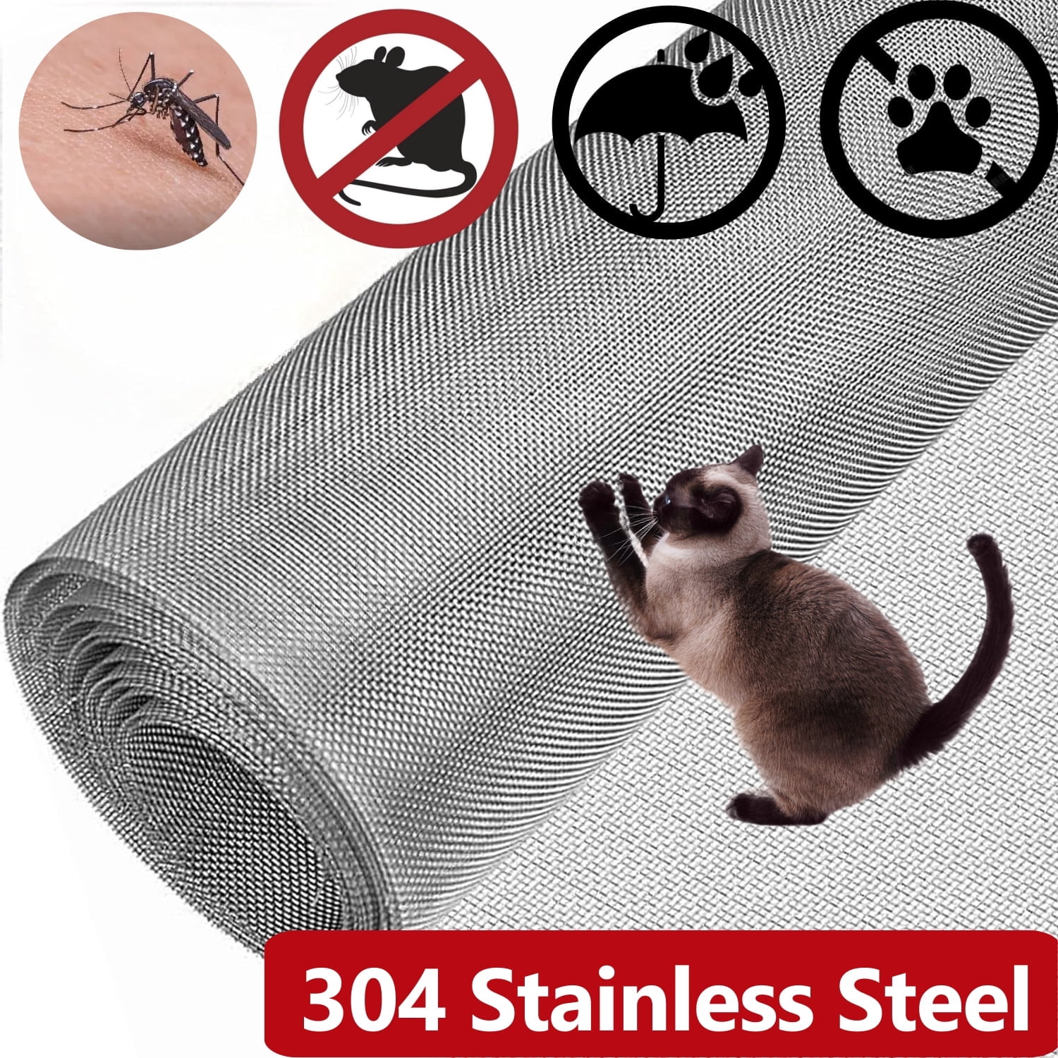 Window Cloth Screen Ss Rode IAJXWI, Window Screen Roll, 40 in x 100 ft, Silver Stainless Steel ...