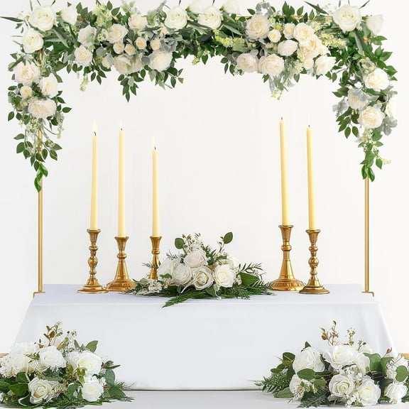 IAJXWI Adjustable Golden Table Arch Stand, Flower Support Table Rod for Spring Romantic Wedding Birthday Party Decor Indoor Outdoor