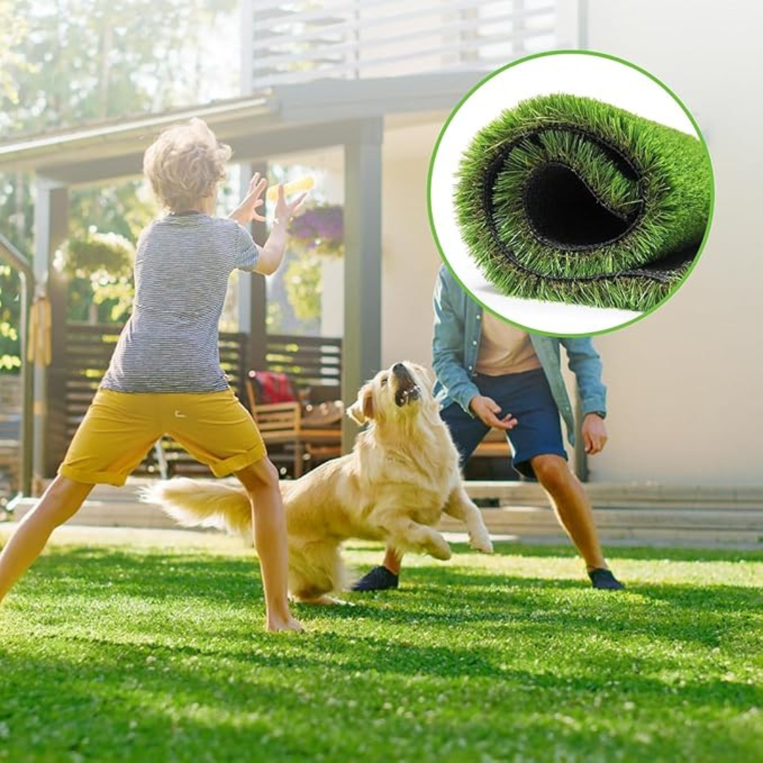 IAJXWI Artificial Turf Grass Rug, 3.3' x 33' Green Lawn Carpet, Indoor Outdoor Faux Grass Rugs for Dogs Patio Garden Balcony