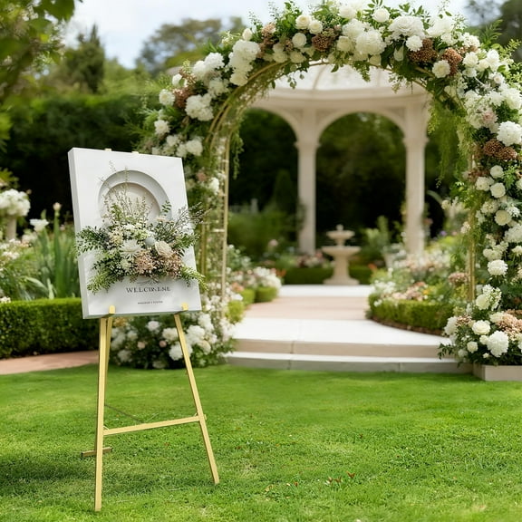 IAJXWI Easel Stand for Sign, Adjustable Picture Display Stand, Metal Art Easel for Poster Painting Wedding Canvas, 3-Tier Adjustable