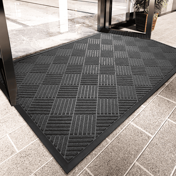 IAJXWI 3' x 5' Outdoor Mats, Non-Slip Large Doormat, Indoor Entry Rug Front Door Mat for Home & Commercial, Gray