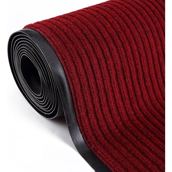 OVYEOFR 3 x 16.4 ft Commercial Carpet, Non-Slip Runner Rug with Rubber Backing, Indoor Outdoor Commercial Floor Mat, Dark Red