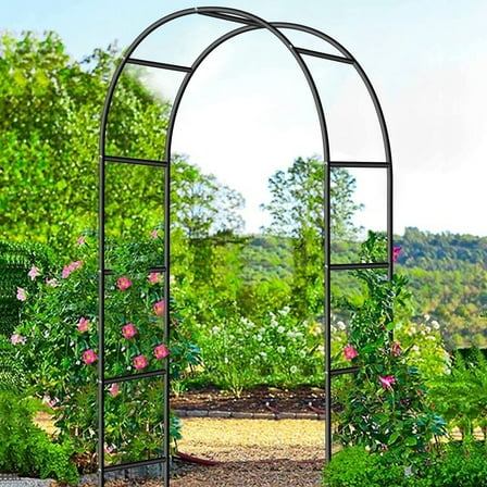 IAJXWI Metal Garden Arch Trellis for Climbing Plant, 7.9 x 4.6 x 1.25FT Arched Arbor Flower Plant Support Frame Stand, Wedding Arches for Birthday Party Baby Shower Decoration, Black