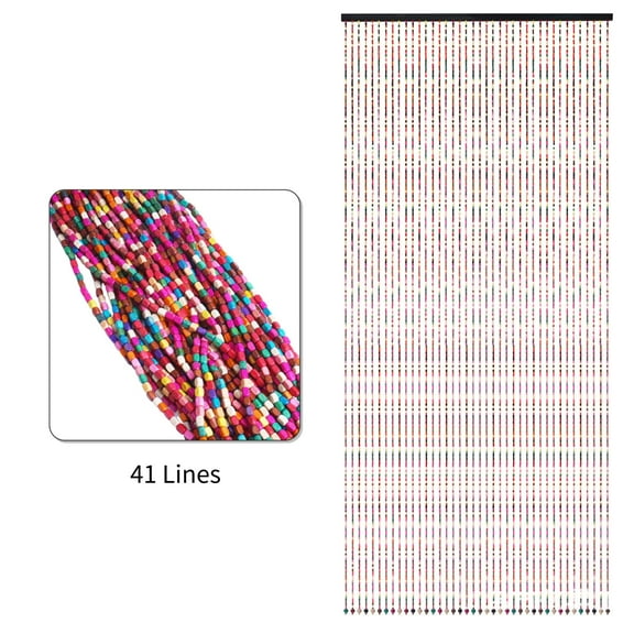 IAJXWI 35" x 77" Rainbow Wooden Bead Door Curtain, Natural Wood Colorful Beaded String Hanging Doorway Divider for Doorway Porch Bedroom, 41 Strands