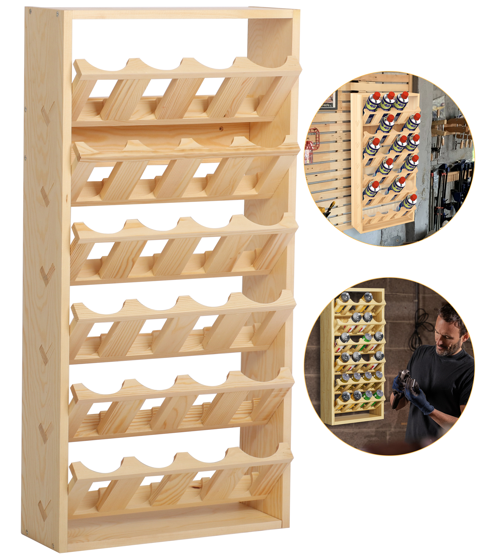 IAJXWI Spray Paint Holder, 24 Can Wood Aerosol Can Shelf for Workspace