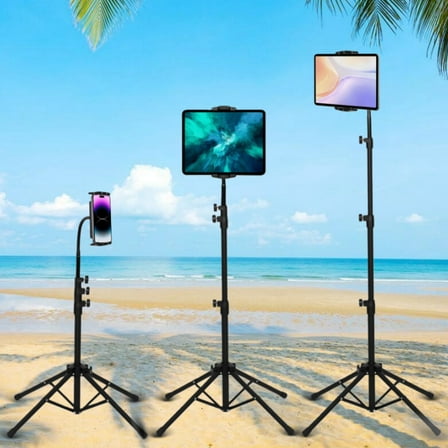IAJXWI Tablet Tripod, Adjustable iPad Tablet Floor Stand, 360° Rotatable Universal Floor Stand Compatible with iPhone iPad Pro Air Mini
