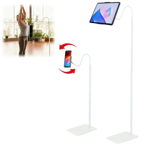 IAJXWI Tablet Tripod Stand, 69" Adjustable iPad Tripod Mount, Rotatable Phone Holder, 4"-10.6", White