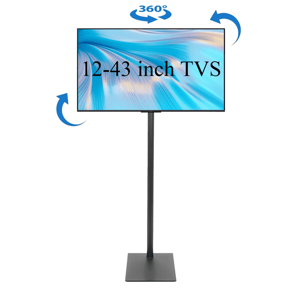IAJXWI Floor TV Stand,Monitor Floor Stand for 12-43 inch TVs,47-70in Height Adjustable 360 Rotation TV Floor Stand for Bedroom, Living Room and Corner, Max VESA 200x200mm
