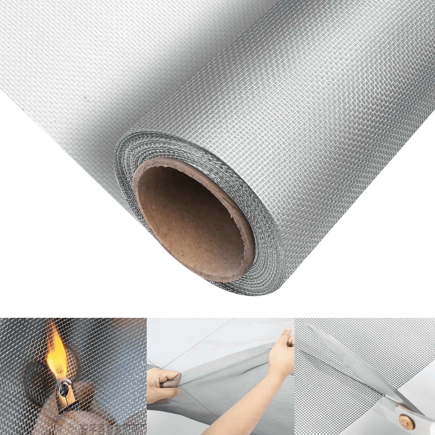 IAJXWI 40 in x 100 ft Window Screen Roll 304 Stainless Steel, 20 Mesh Woven Wire Window Screen Replacement for Window Doors Patio Porch Outdoor