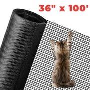 IAJXWI Window Screen Mesh Roll, 36in x 100ft Durable Fiberglass Screen Rolls, Screen & Sliding Door Repair with Pet Proof Screen Mesh, Black