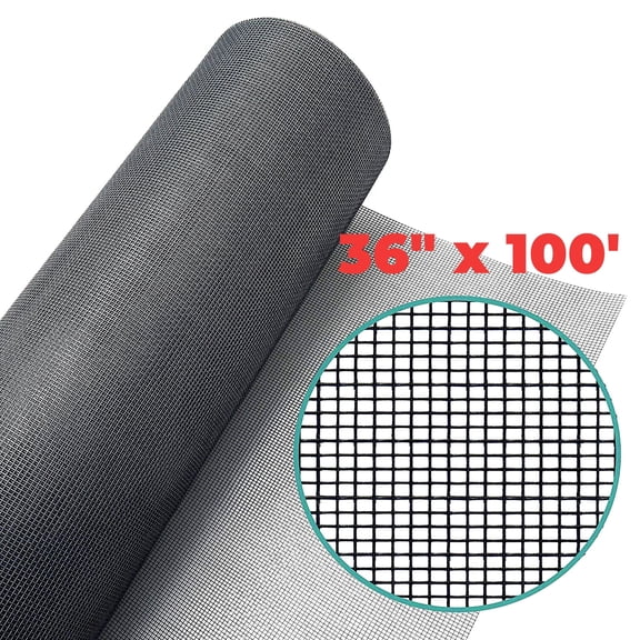 IAJXWI 36" x 100' Window Mesh Screen Roll, Heavy-Duty Screen Roll, Replacement Door Patio Screen with Cat Dog Proof Metal Porch Screen, Gray