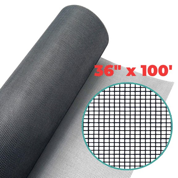 IAJXWI 36" x 100' Window Mesh Screen Roll, Heavy-Duty Screen Roll, Replacement Door Patio Screen with Cat Dog Proof Metal Porch Screen, Gray