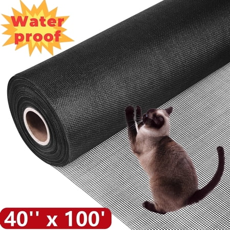 IAJXWI Window Screen Mesh Roll, 40in x 100ft Durable Screen Roll, Screen & Sliding Screen Door Repair with Cat or Dog Cat Proof Screen Mesh, Black