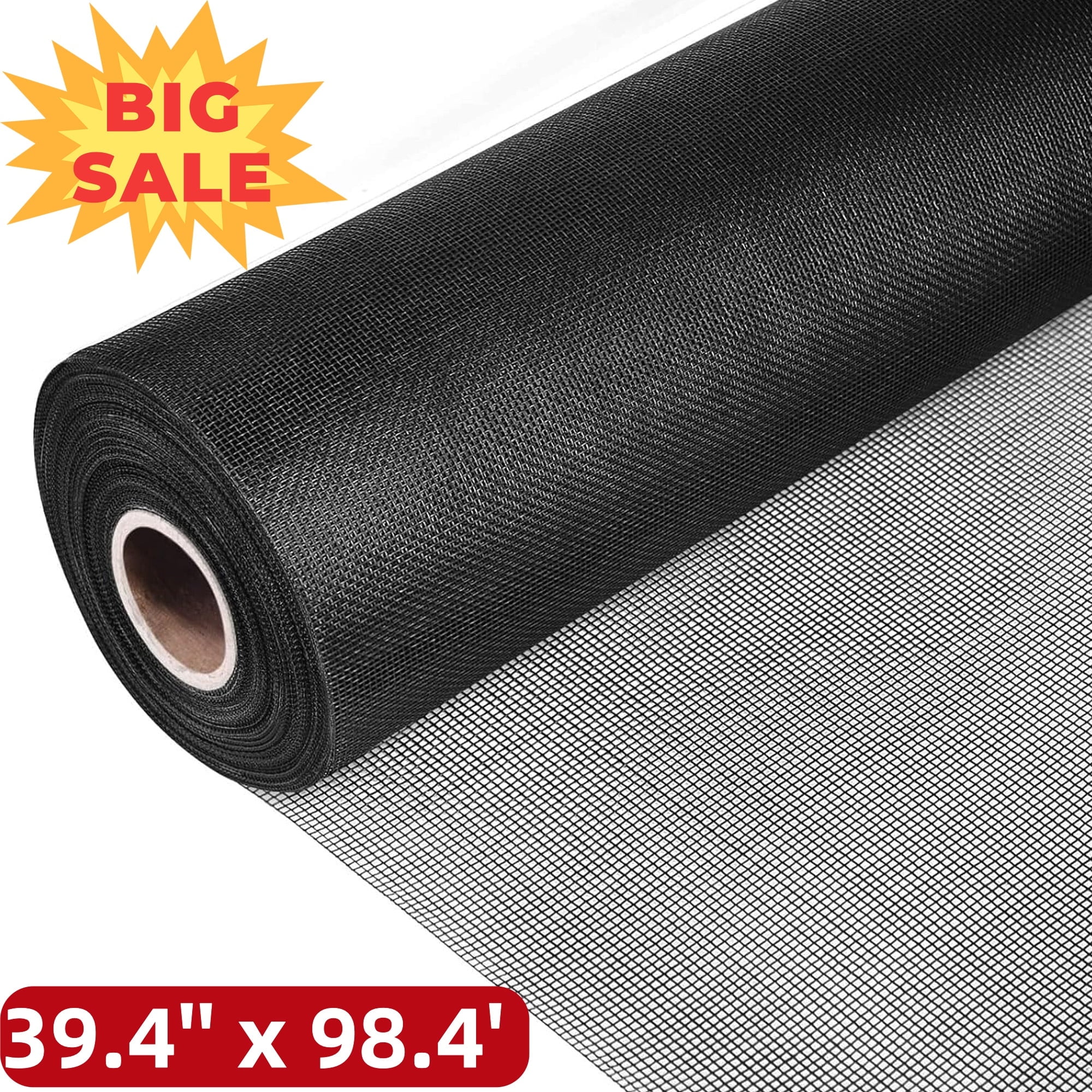 IAJXWI Window Screen Mesh Roll, 40in x 100ft Durable Screen Roll, Screen & Sliding Screen Door Repair with Cat or Dog Cat Proof Screen Mesh, Black