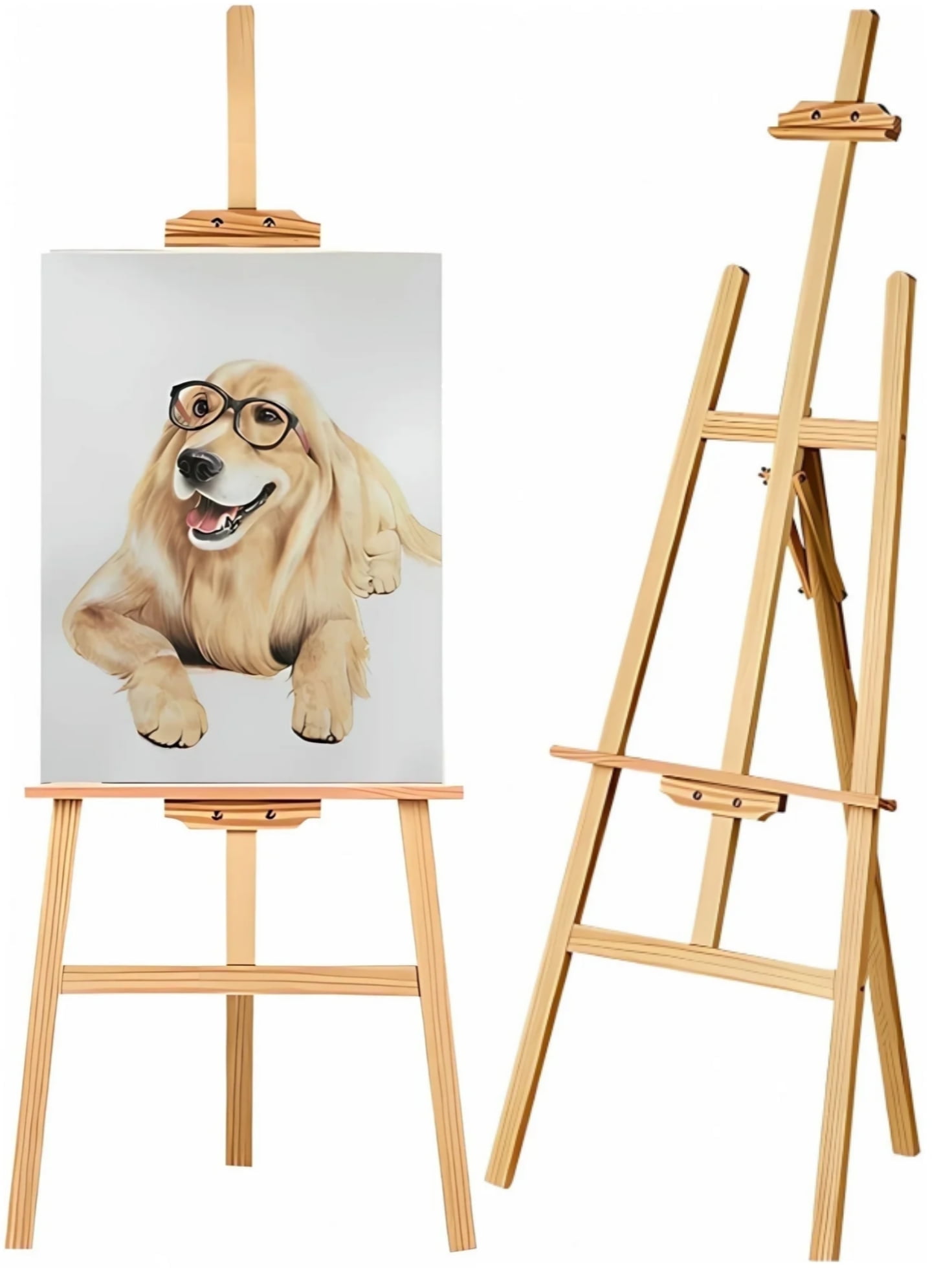 Steelite Wooden Art Easel Stand - 45" Adjustable Height, Folding Pine Easel