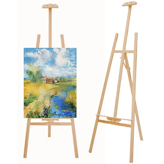 IAJXWI Adjustable Wooden A-Frame Easel, 69-Inch Height Solid Pine Display Stand for Painting, Art Show, Wedding Signs, and Classroom Use