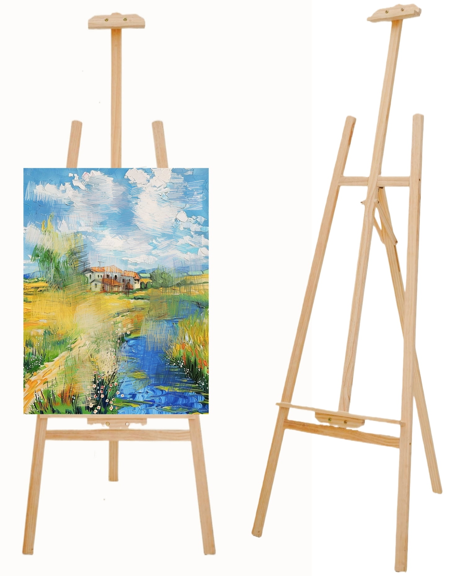 IAJXWI 69" Easel Stand for Painting Canvas, Wooden Adjustable Art Easel Stand, Folding Display Easels for Artist Sketching Poster, Wedding Sign and Poster