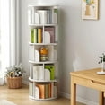 thumbnail image 1 of IAJXWI 5 Tier Wooden Rotating Bookcase, 360° Revolving Display Rack with 20 Shelves,  Corner Bookshelf Tower for Home, Study, Office, 1 of 9