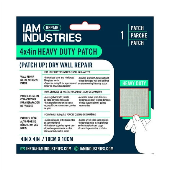 IAM Industries 4 inch, Heavy Duty Self-Adhesive Fiber Mesh over Galvanized Steel, Dry Wall and Ceiling Repair Patch