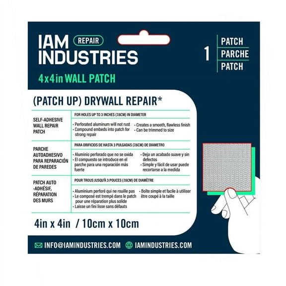 IAM INDUSTRIES Self-Adhesive Silver, Aluminum Mesh Wall Repair Patch