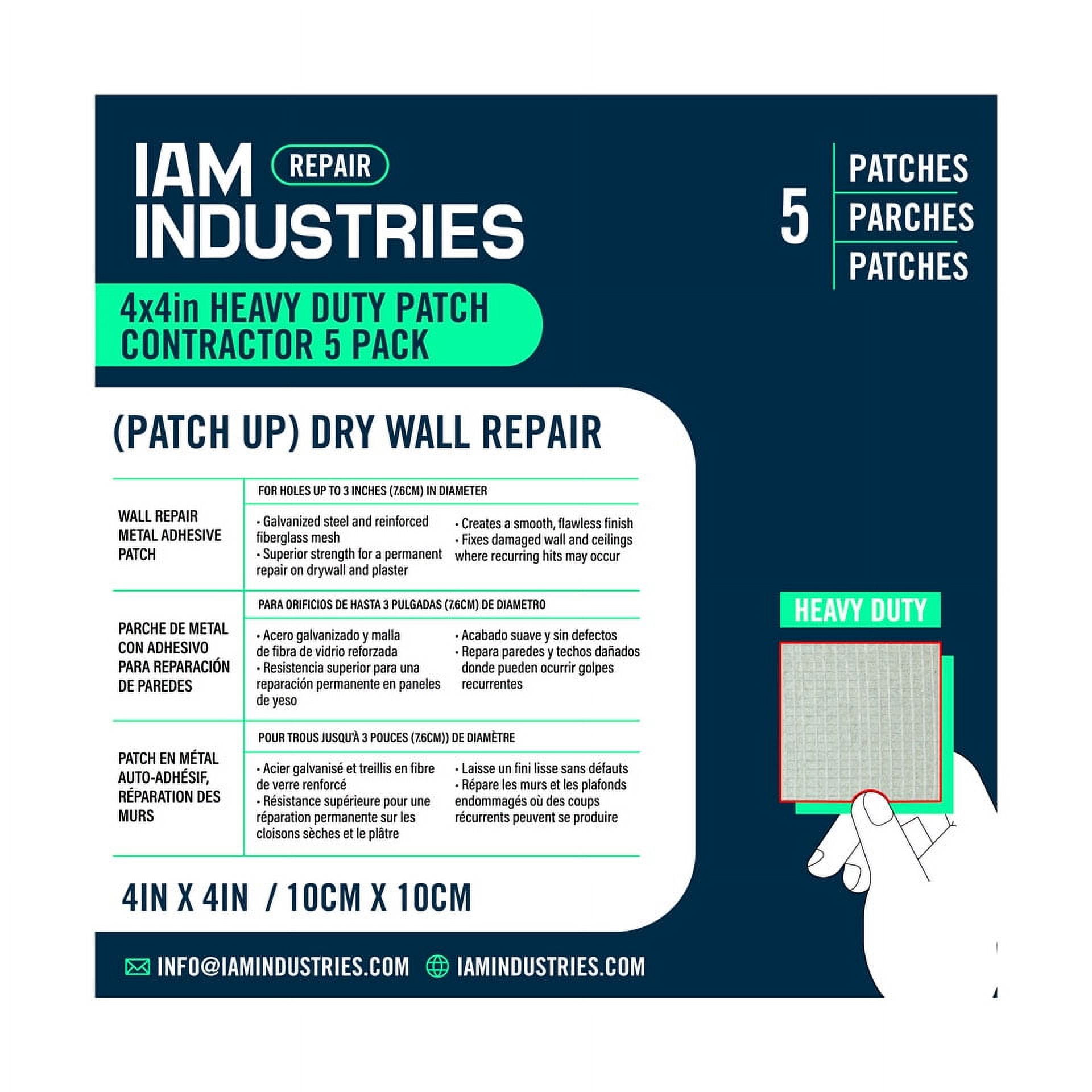 IAM Industries 5 Pieces, 4 Inch Dry Wall Hole Repair Patches, Heavy ...