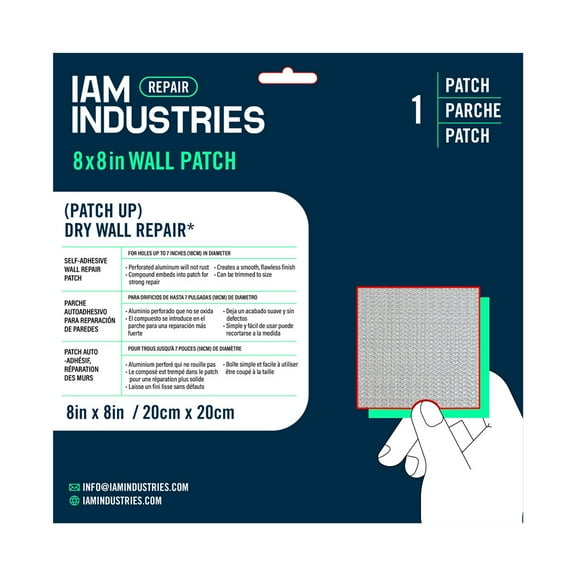IAM Industries 8 inch, Self-Adhesive Aluminum Mesh Wall and Ceiling Repair Patch