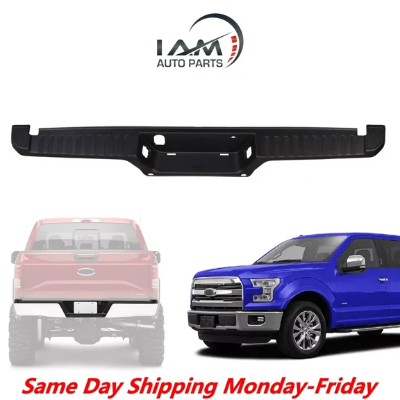 IAMAUTO 31617 Rear Step Bumper Pad With Sensor Holes Compatible With 2015-2020 Ford F-150 (With Rear Park Assist)