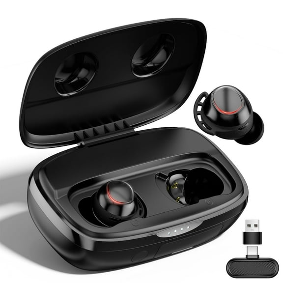 IAMJOY Gaming Earbuds, 20ms Ultra-Low Latency Wireless Earbuds, 90H Playtime, 2.4GHz Dongle & Bluetooth, Noise-Canceling Mic, Compatible with Meta Quest 3/2, PS5/4, Switch, Steam Deck, PC