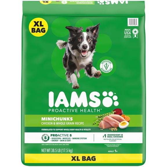 IAMS Proactive Health Adult Minichunks Chicken & Whole Grain Recipe Dry Dog Food, 38.5 Lb Bag