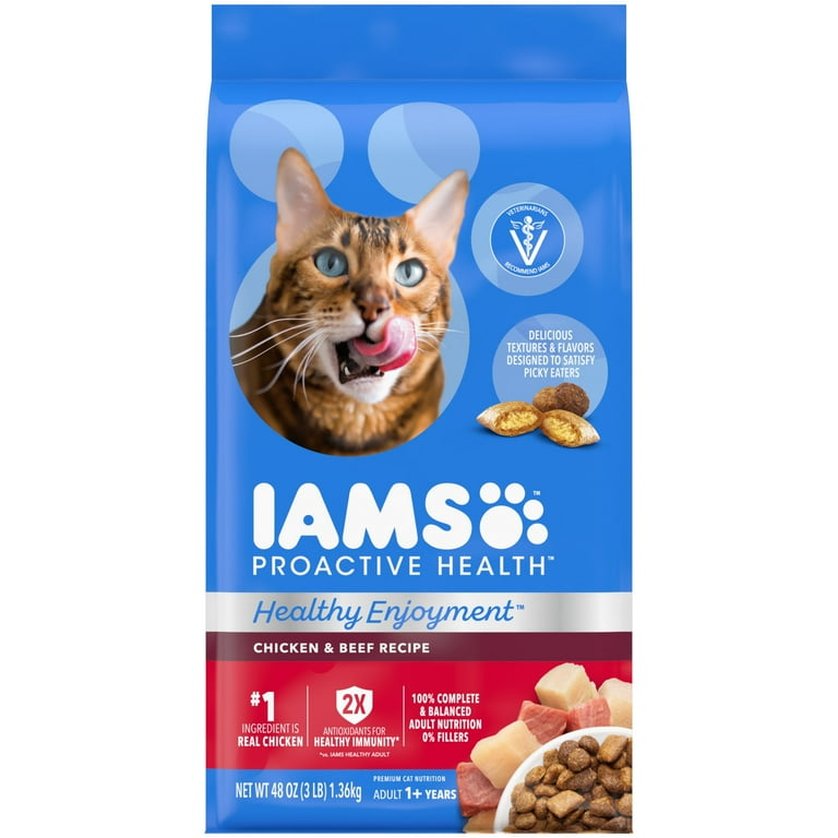 Iams Healthy Enjoyment Chicken Beef Recipe Dry Cat Food 3 Lb Bag Walmart