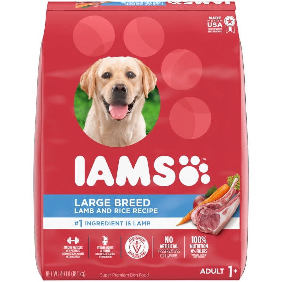 IAMS Lamb & Rice Flavor Dry Dog Food for Large Breed Adult Dog, 40 lb