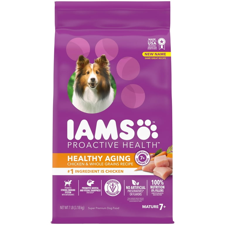 IAMS Mature Adult Dry Dog Food Made with Tasty Farm Raised Chicken for Senior Dogs 7 lb bag