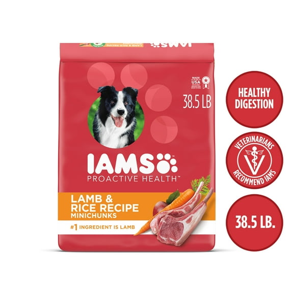 IAMS Minichunks Lamb & Rice Flavor Dry Dog Food for Adult Dog, 38.5 lb Bag