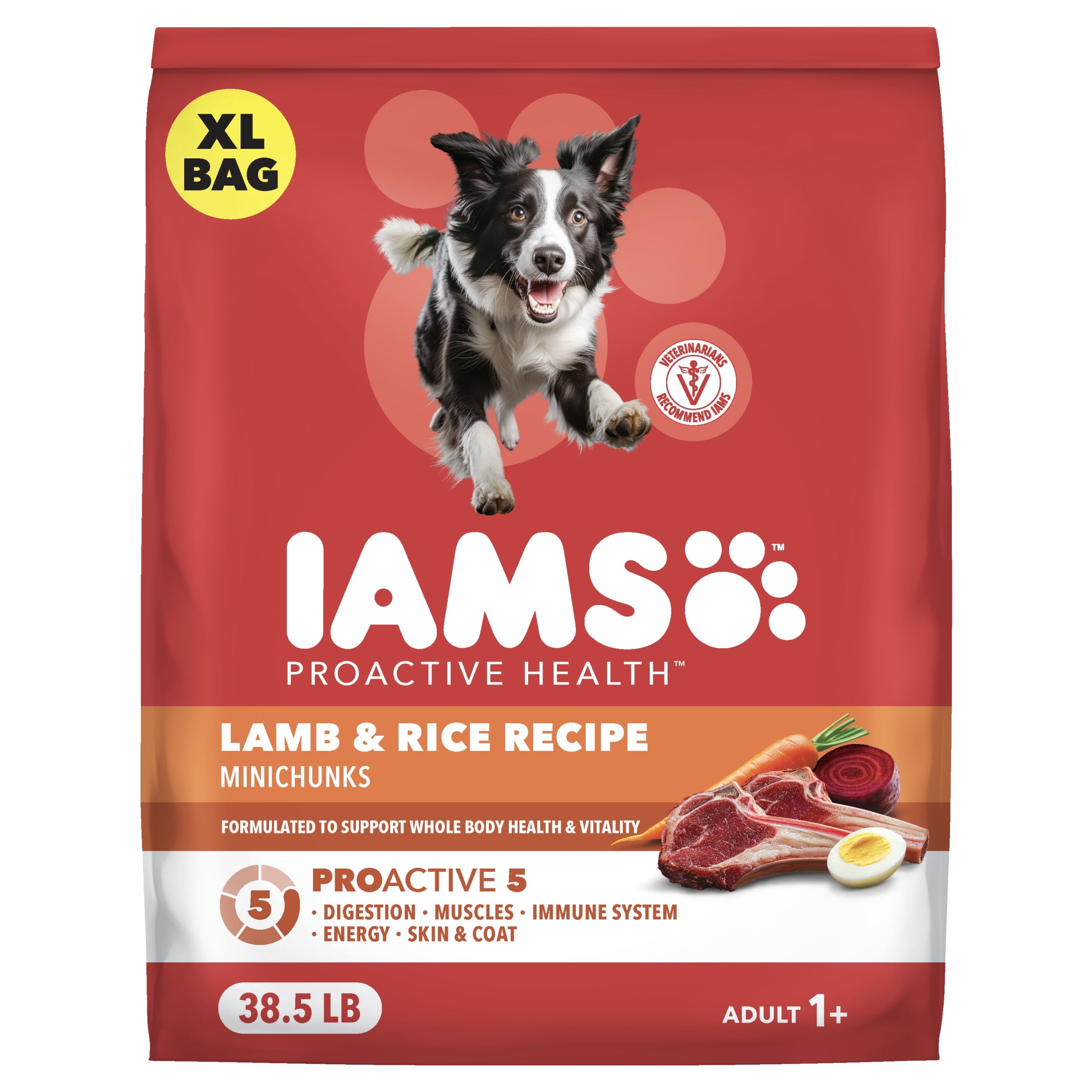 IAMS Proactive Health Adult MiniChunks Lamb & Rice Recipe Dry Dog Food, 38.5 lb Bag
