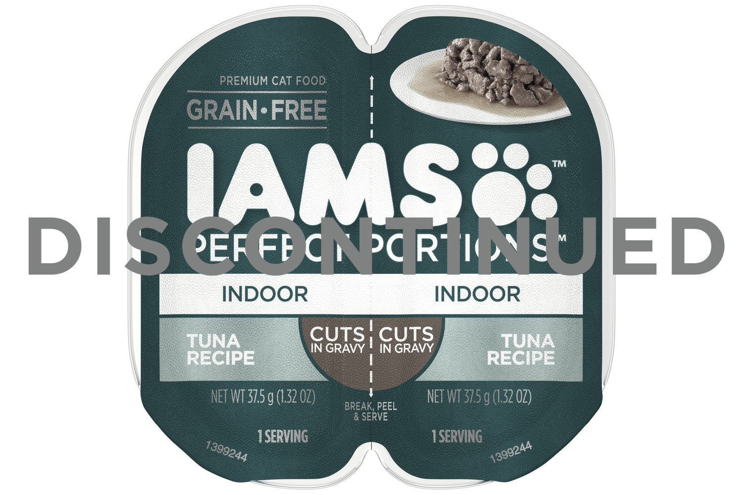 IAMS PERFECT PORTIONS Indoor Wet Cat Food Cuts in Gravy, Grain Free Tuna Recipe, 2.6 oz. Twin