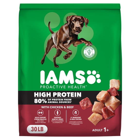 IAMS Proactive Health High Protein Dry Dog Food With Chicken & Beef, 30 Lb Bag