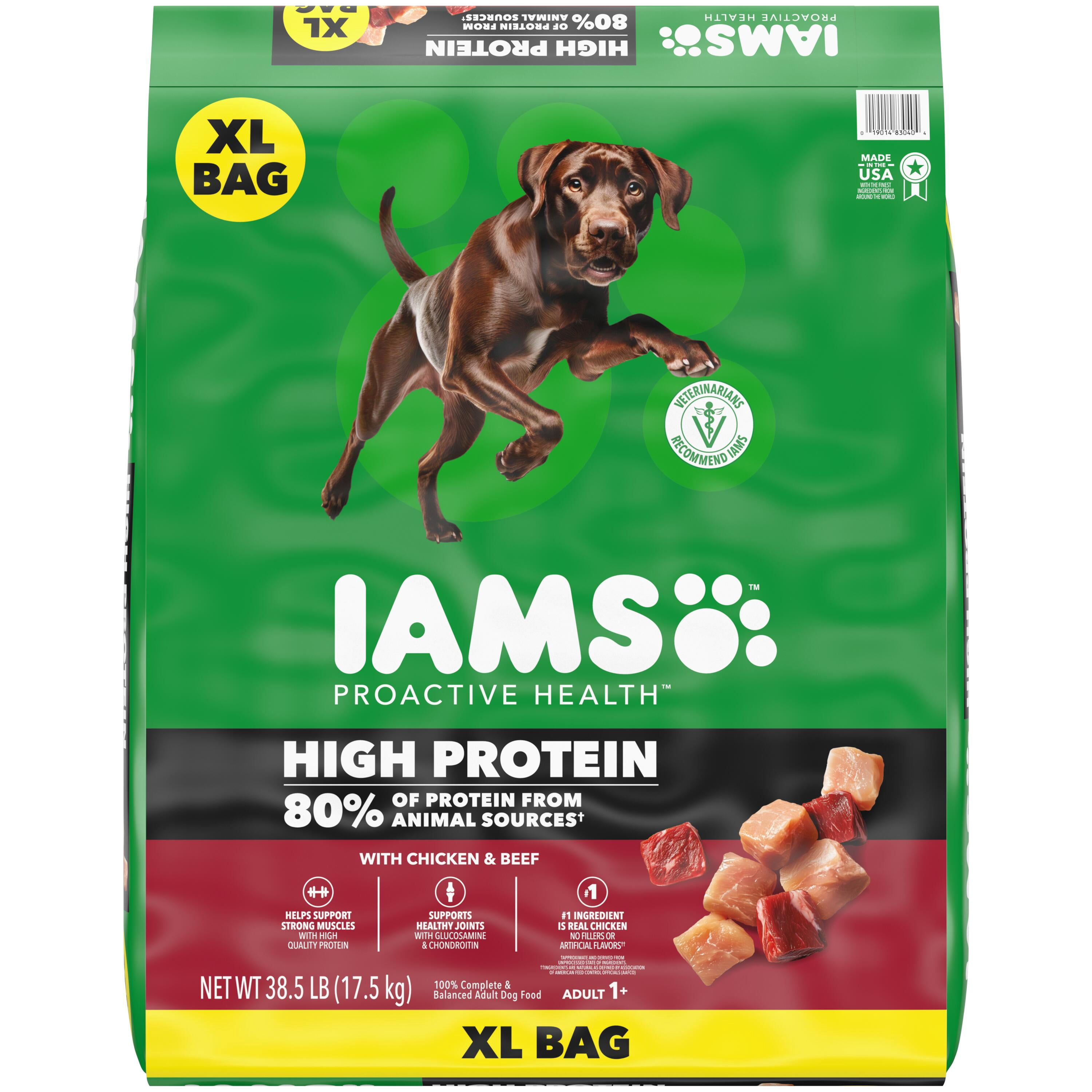 IAMS Proactive Health High Protein Dry Dog Food With Chicken & Beef, 38.5lb Bag
