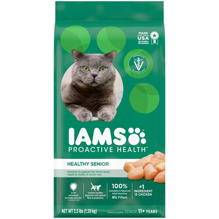 IAMS PROACTIVE HEALTH SENIOR Dry Cat Food Chicken Kibble for Indoor Weight Management 3.5 lb. Bag Walmart