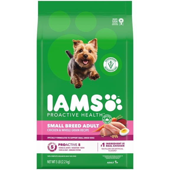 IAMS Proactive Health Small Breed Adult Chicken & Whole Grain Recipe Dry Dog Food, (4) 5 Lb Bags
