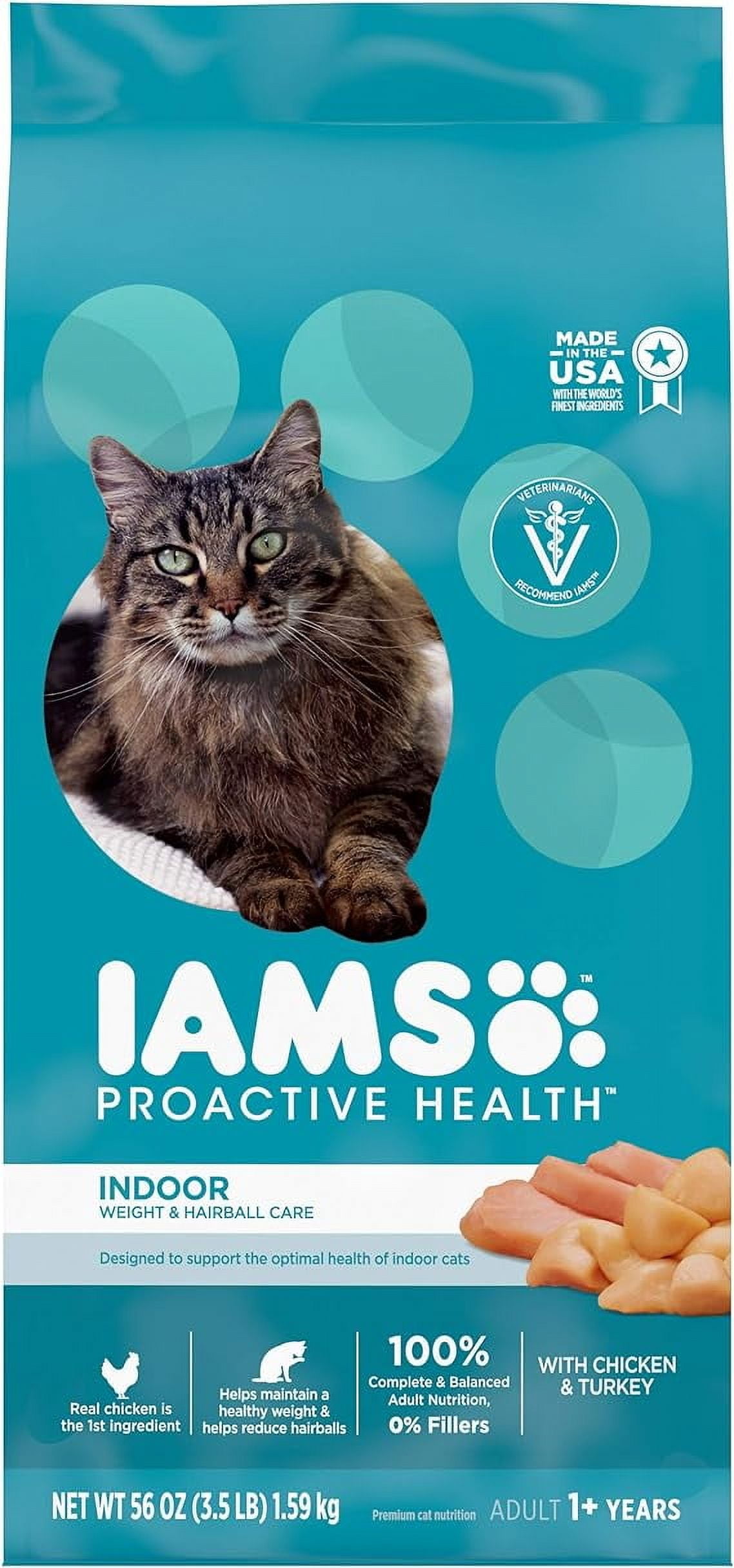 IAMS Proactive Health Indoor Weight and Hairball Care Dry Cat Food, 3.5 lb