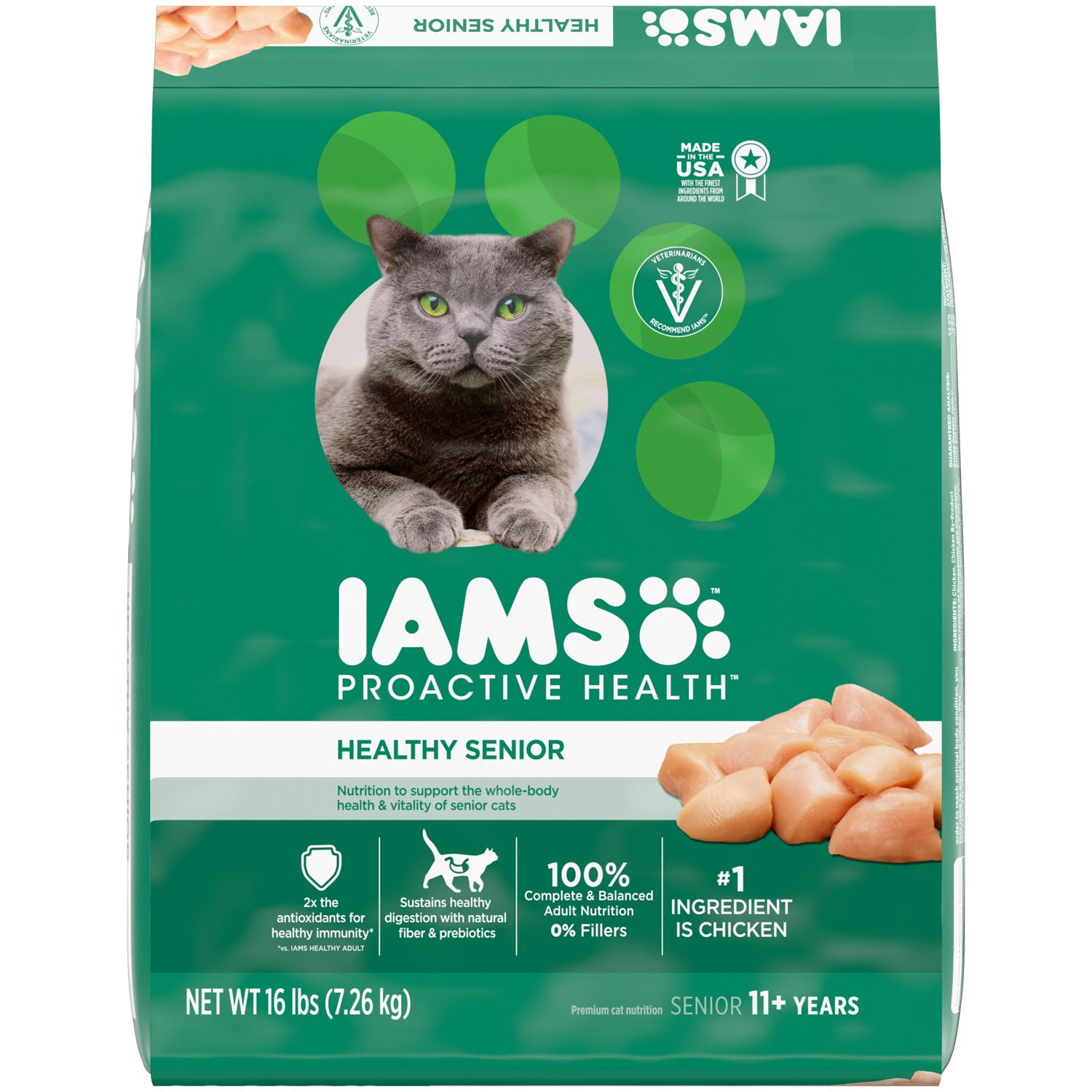 IAMS Proactive Health Chicken Dry Cat Food for Senior Cats 16 lb